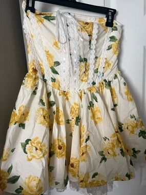 Windsor Cream Mini Dress with Yellow Floral Print